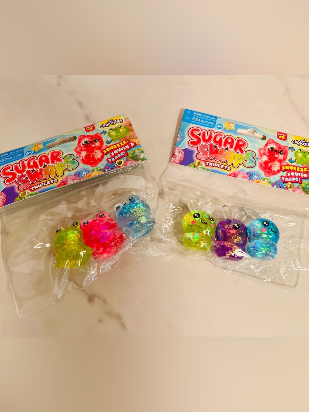 Sugar Swaps Glitter Bunnies and Frogs Triplet Squishies - Squeeze,Squish, Trade